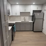 Basement rec room with modern farmhouse style in Woodstock GA